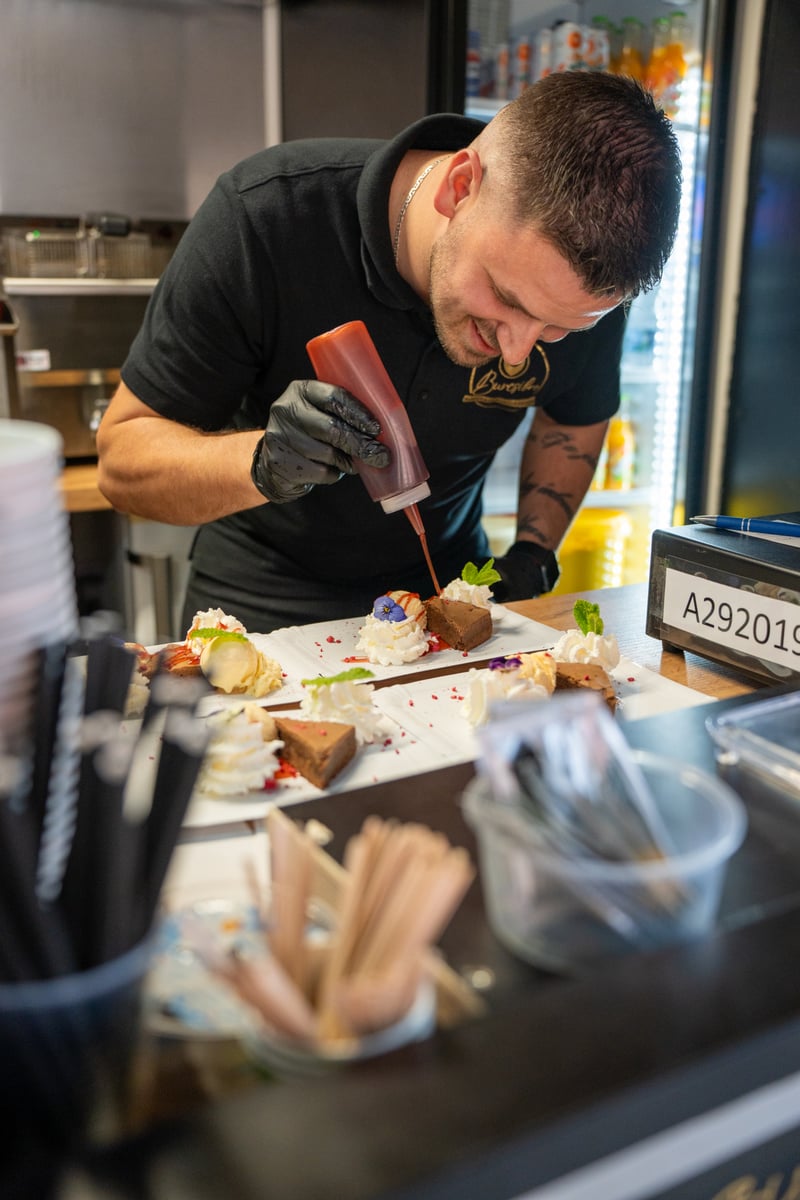 Chef plating desserts